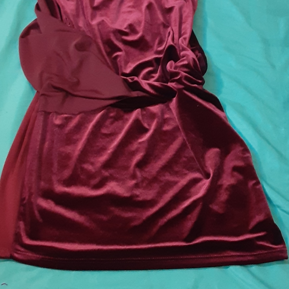 Venus Burgundy Velvet Asymmetrical Dress Medium Draped Knot Cocktail Party - Picture 12 of 12
